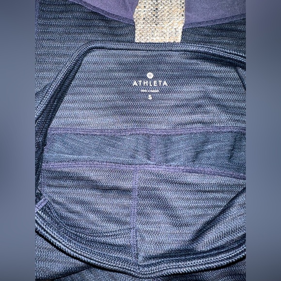 Athleta Mantra navy blue herringbone crop gym leggings mesh yoga Small - Picture 7 of 10